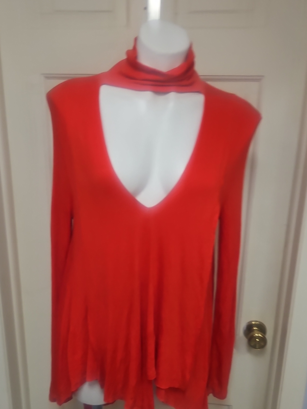 Free people rayon Deep V Cutout Long Sleeve Top